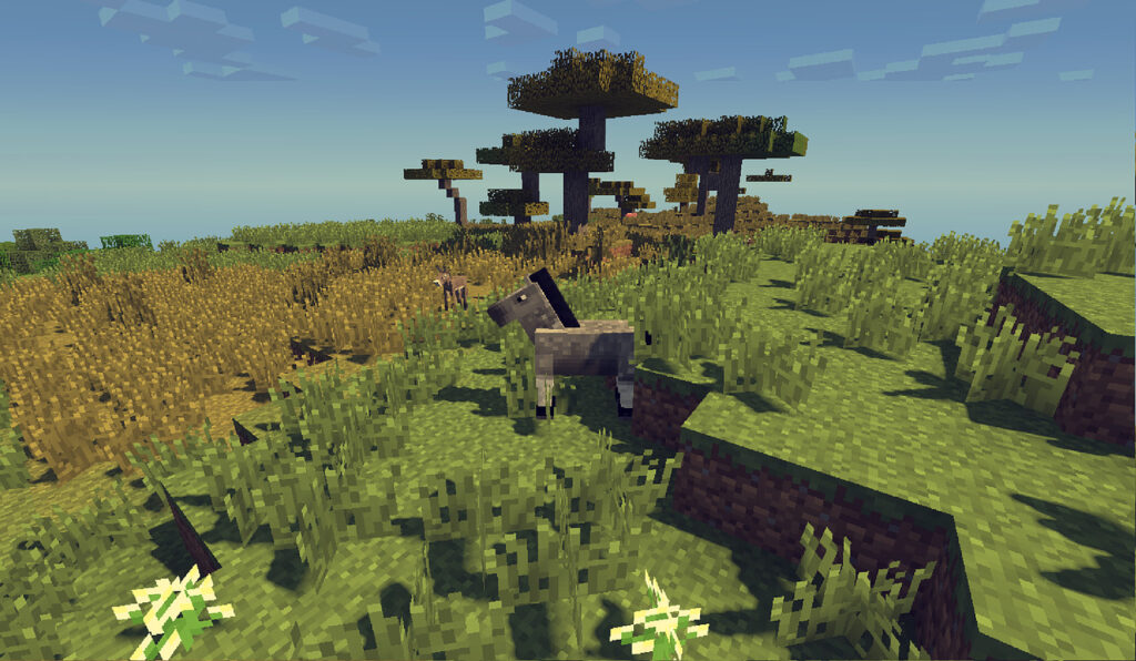 Minecraft horse is grazing