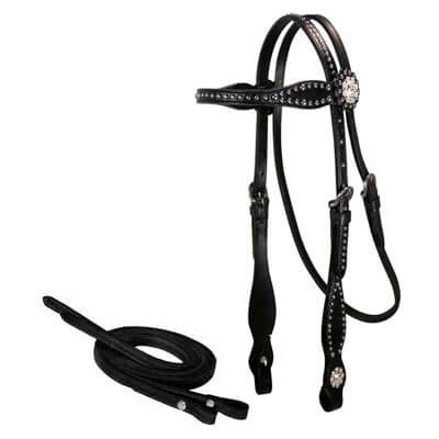 GEE TAC HORSE PADDED DETAILED BRIDLE BLACK WITH WEB NON SLIP REINS SOFT LEATHER 
