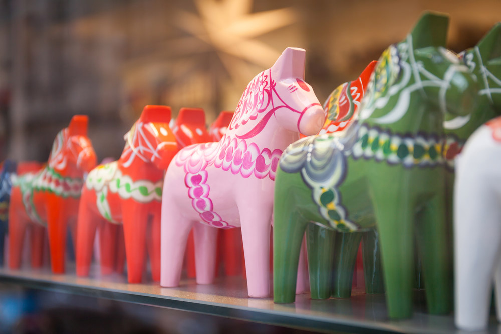 colorful wooden horse figures