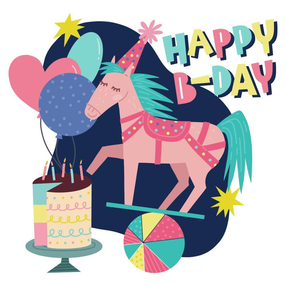 happy birthday pink horse