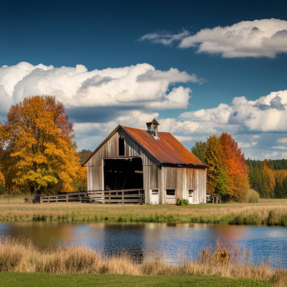 horse barn near river