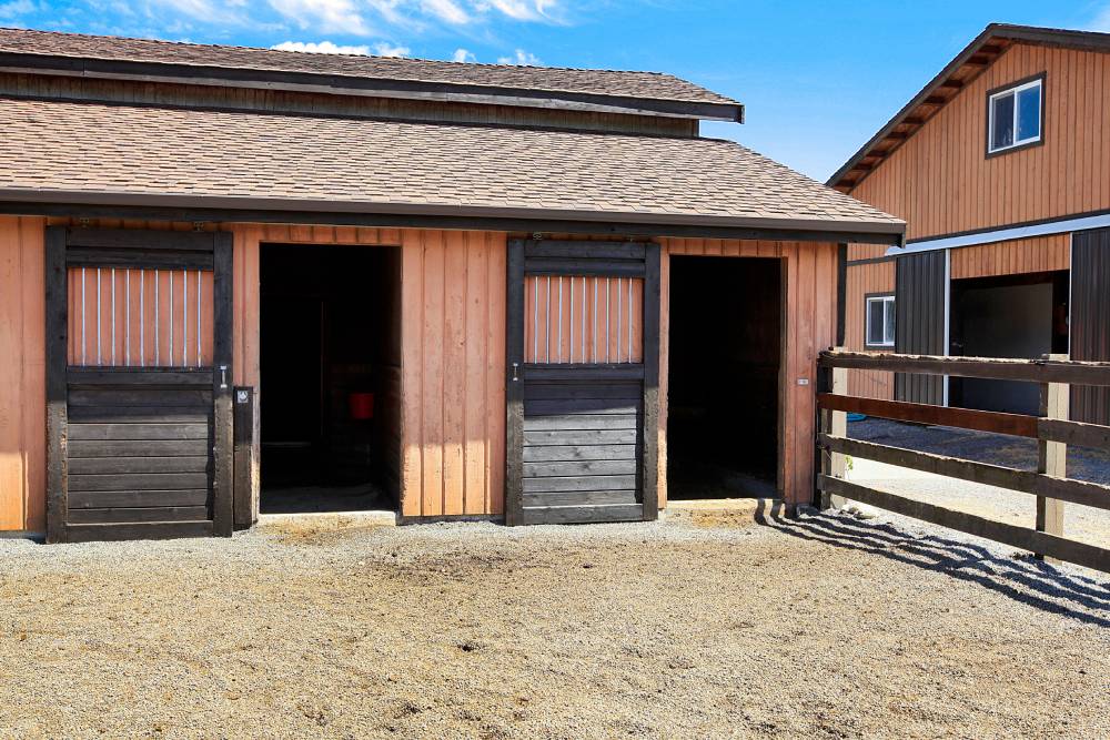 light brown horse barn