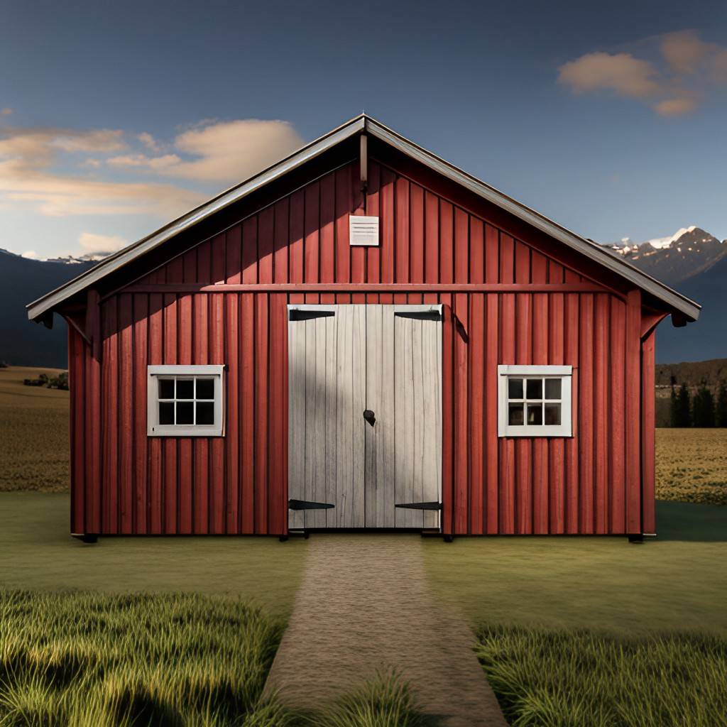 red horse barn front view